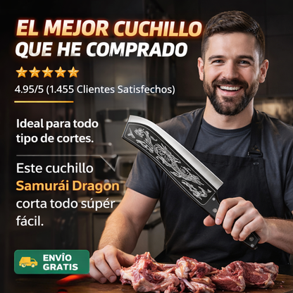 CUCHILLO PROFESIONAL SAMURAI DRAGON: Acero Forjado de Alto Carbono🔪