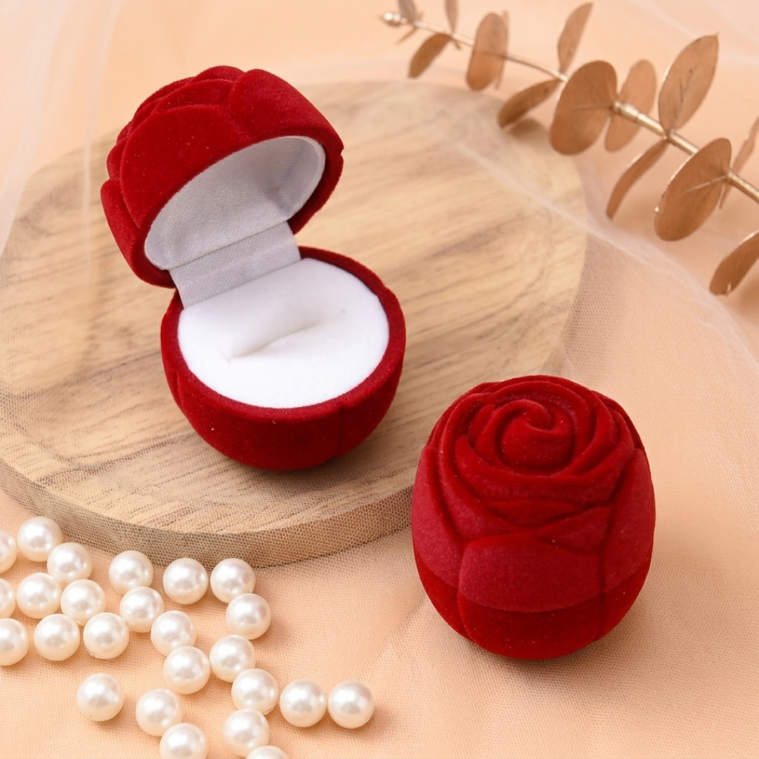 ESTUCHE DE LUJO "ROMANTIC ROSE": Soporte para Anillos con Diseño de Rosa Realista🌹🩷