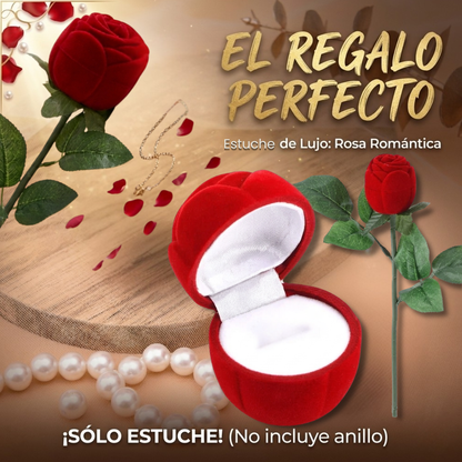ESTUCHE DE LUJO "ROMANTIC ROSE": Soporte para Anillos con Diseño de Rosa Realista🌹🩷