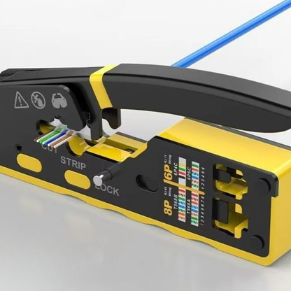 Crimpadora Profesional 3-en-1 + Cortadora y Pelacables para Redes (6P/8P)🧰🛠️