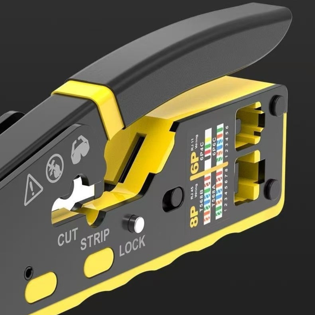 Crimpadora Profesional 3-en-1 + Cortadora y Pelacables para Redes (6P/8P)🧰🛠️