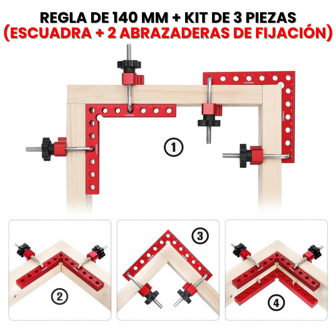 KIT DE POSICIONAMIENTO 90° : Abrazadera de ángulo recto para carpintería🪚🧰