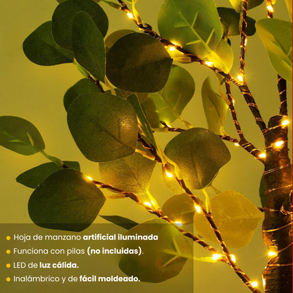 HOJAS DE MANZANO ILUMINADAS: Elegancia artificial y calidez ambiental🌿🍃