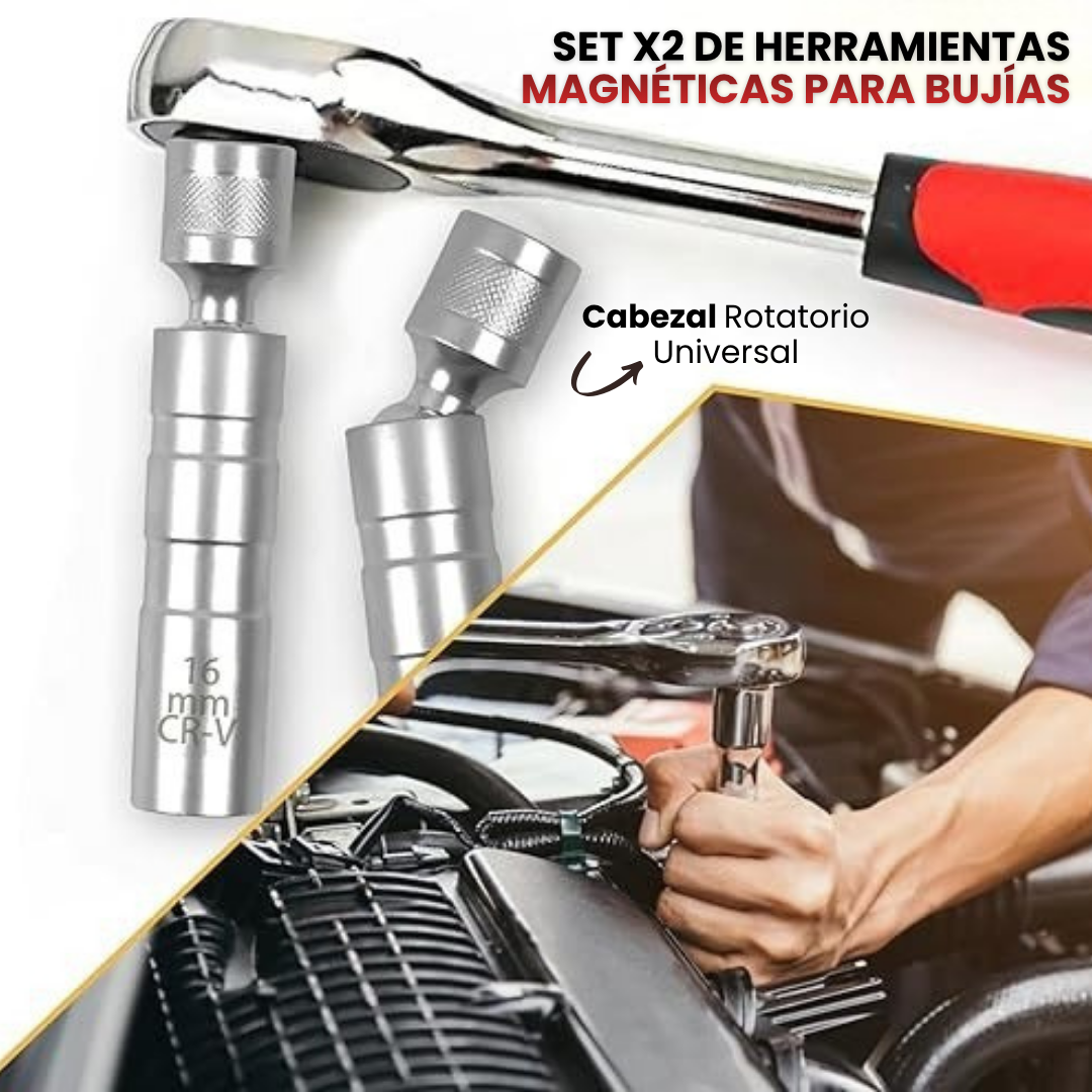 SET DE HERRAMIENTAS MAGNÉTICAS PARA BUJÍAS:  Cabezal Rotatorio Universal⚙️🧰