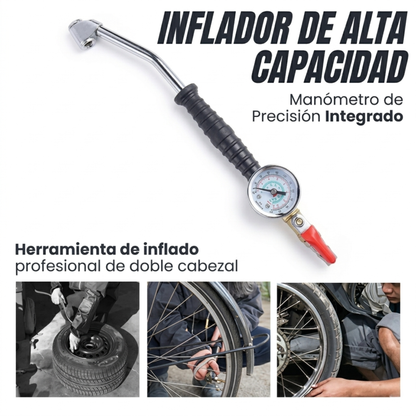 INFLADOR DE ALTA CAPACIDAD: Manómetro de Precisión Integrado🛞⚙️