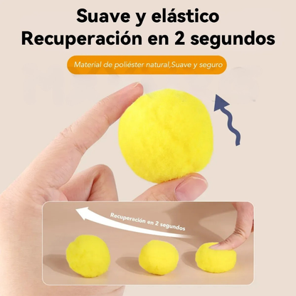 LANZADOR DE PELOTAS DE PELUCHE: Kit de 20 pelotas interactivas🏐😽