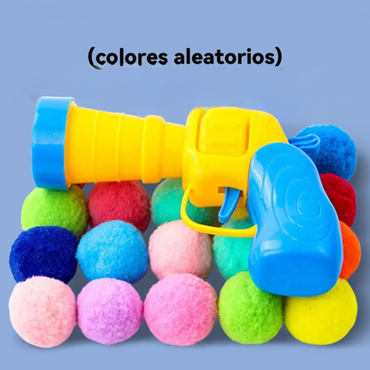 LANZADOR DE PELOTAS DE PELUCHE: Kit de 20 pelotas interactivas🏐😽