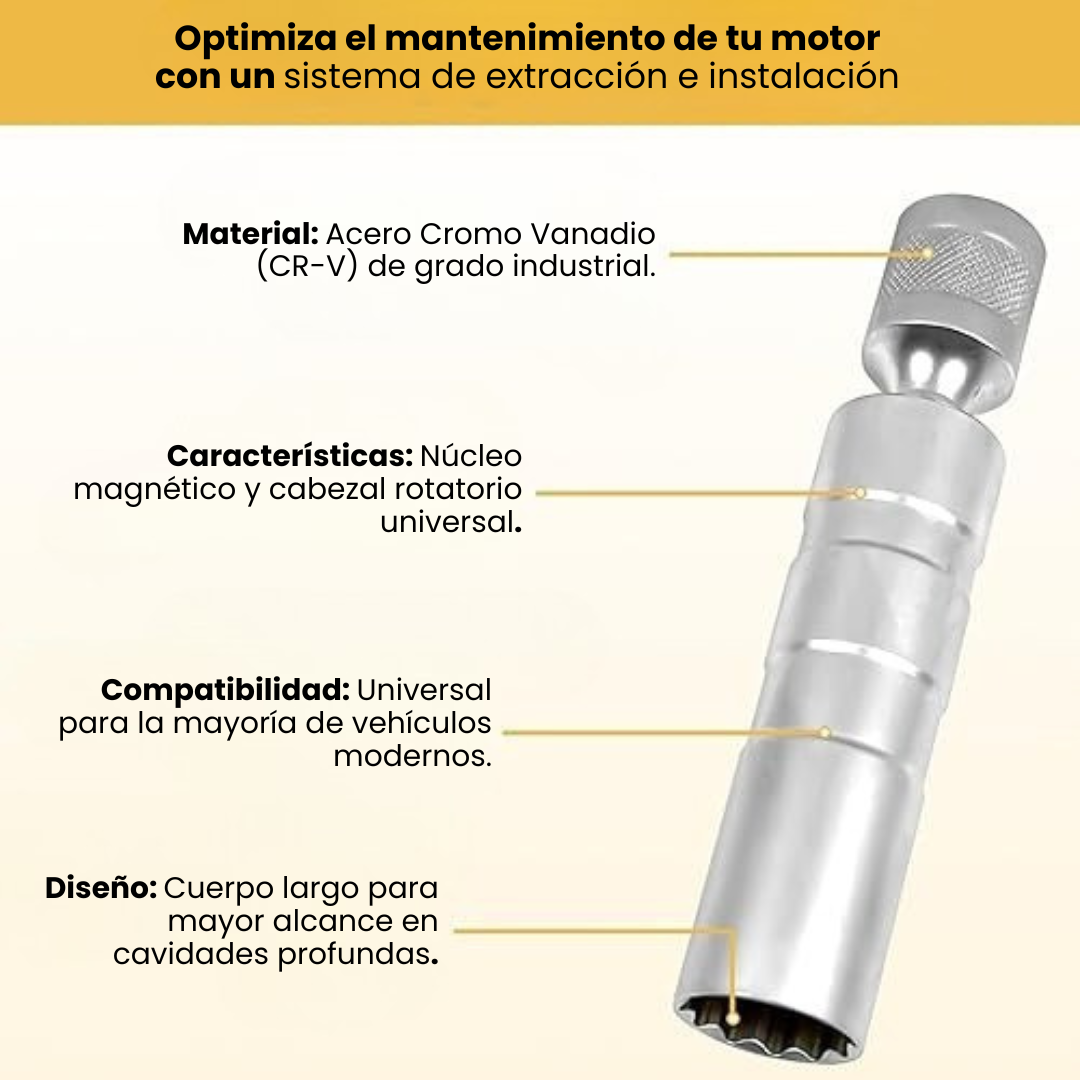 SET DE HERRAMIENTAS MAGNÉTICAS PARA BUJÍAS:  Cabezal Rotatorio Universal⚙️🧰