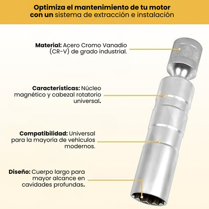 SET DE HERRAMIENTAS MAGNÉTICAS PARA BUJÍAS:  Cabezal Rotatorio Universal⚙️🧰
