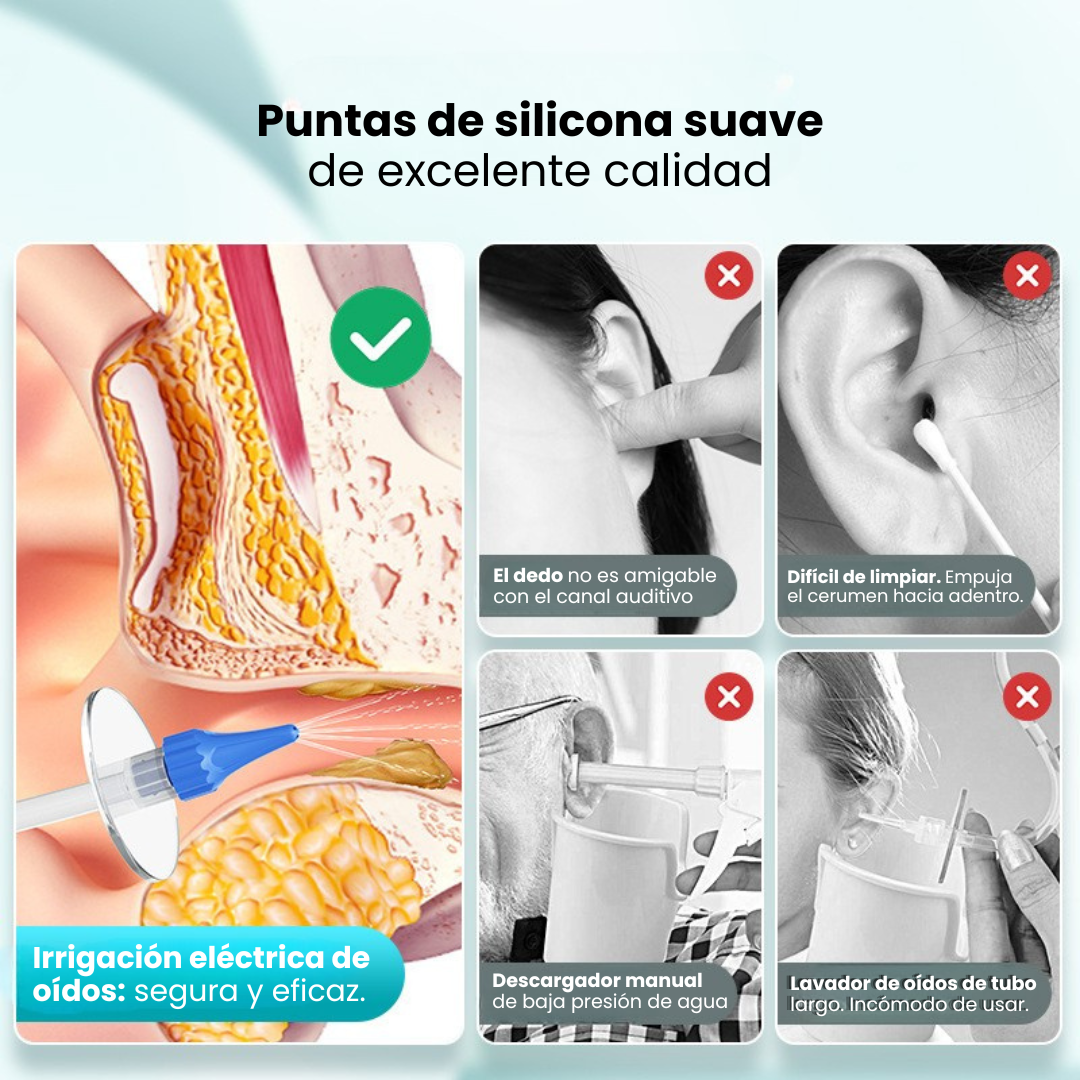 LIMPIADOR DE OÍDOS E20 + 10 BOQUILLAS INTERCAMBIABLES