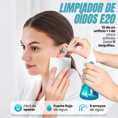 LIMPIADOR DE OÍDOS E20 + 10 BOQUILLAS INTERCAMBIABLES