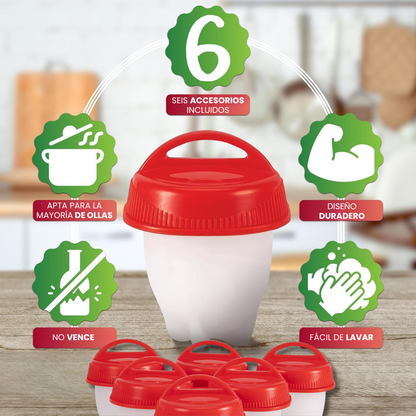 EGGPOACHER + x6 Moldes de Silicona para Huevos Perfectos🐣🥚