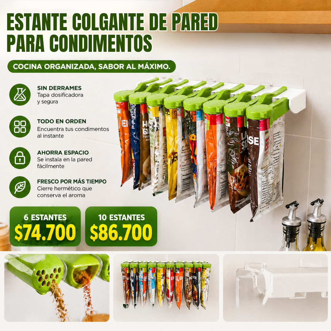 Organizador de Especias Pro Estante de Pared de Alta Capacidad🫚🍳