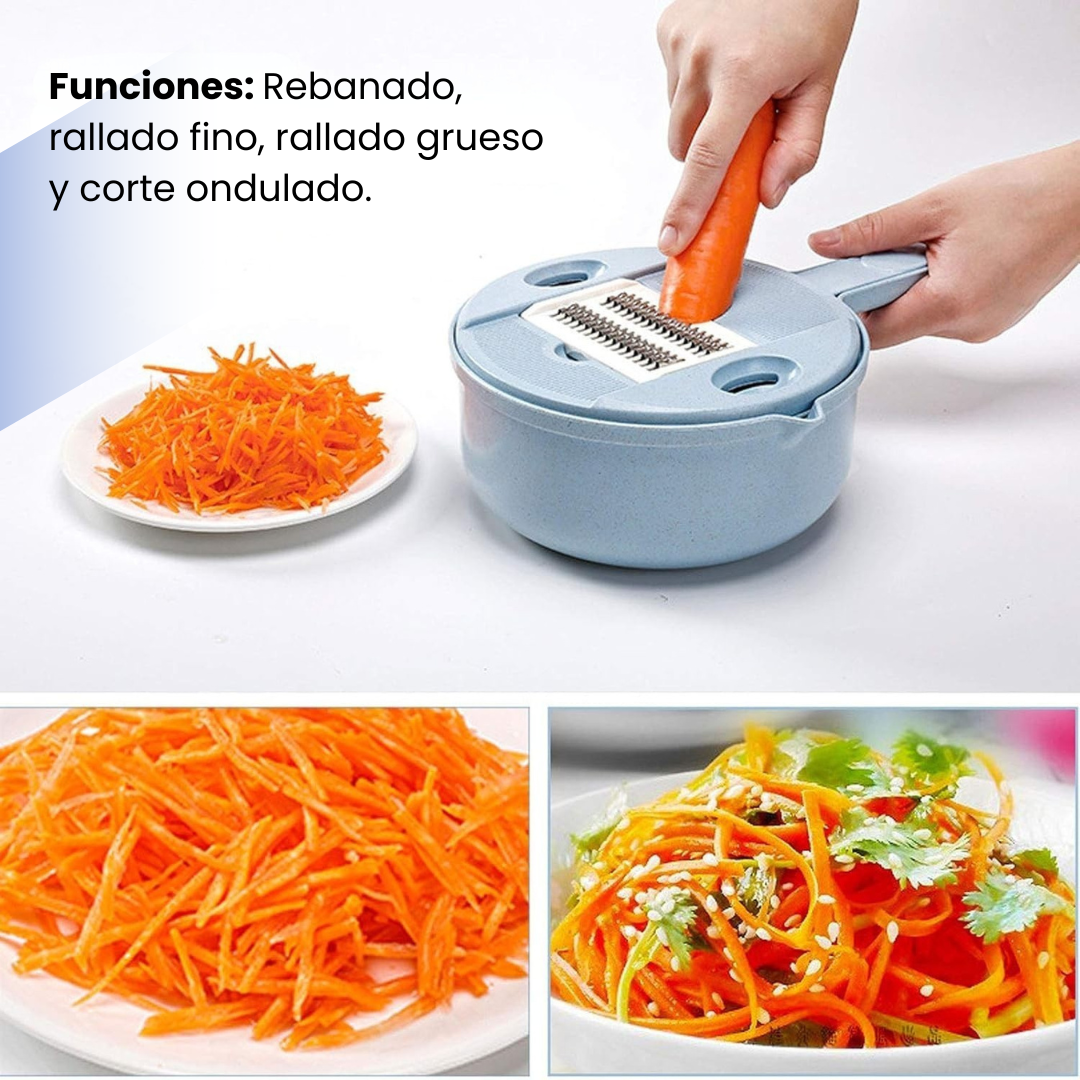 CORTADOR DE VERDURAS MULTIFUNCIONAL: Kit de 12 piezas de alta precisión👩🏻‍🍳🍳