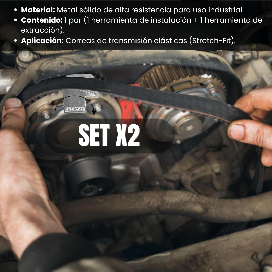 SET X2 DE HERRAMIENTAS PARA CORREAS: Instalación y Extracción en un solo paso🧰