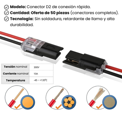 CONECTOR LED D2 DE CONEXIÓN RÁPIDA_ x50 piezas sin soldadura🧰⚙️