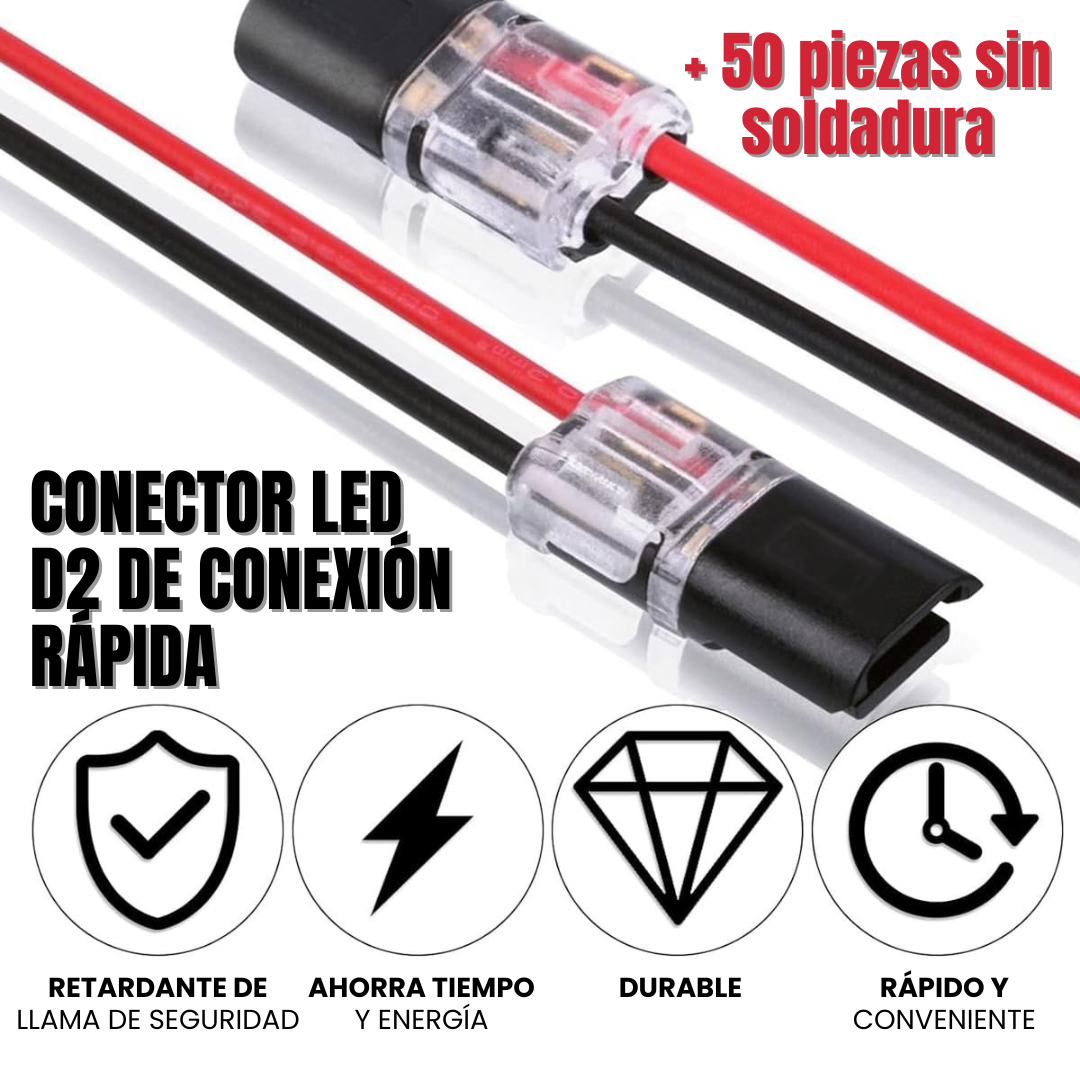 CONECTOR LED D2 DE CONEXIÓN RÁPIDA_ x50 piezas sin soldadura🧰⚙️