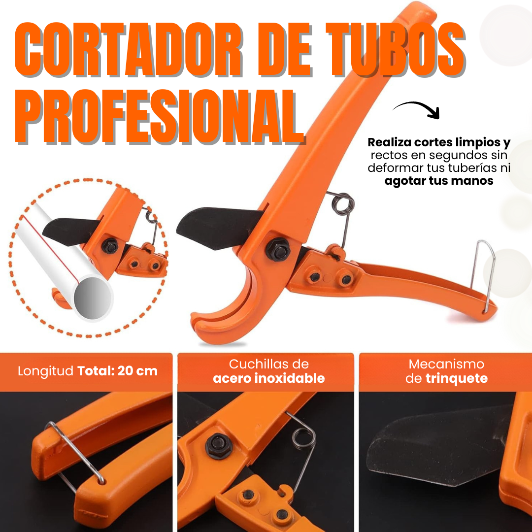 CORTADOR DE TUBOS PROFESIONAL : Sistema de trinquete y corte de precisión⚙️