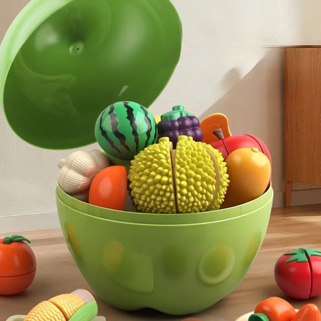 SET DE CHEF INFANTIL + 23 Piezas de Frutas y Verduras Interactivas🍈🍉