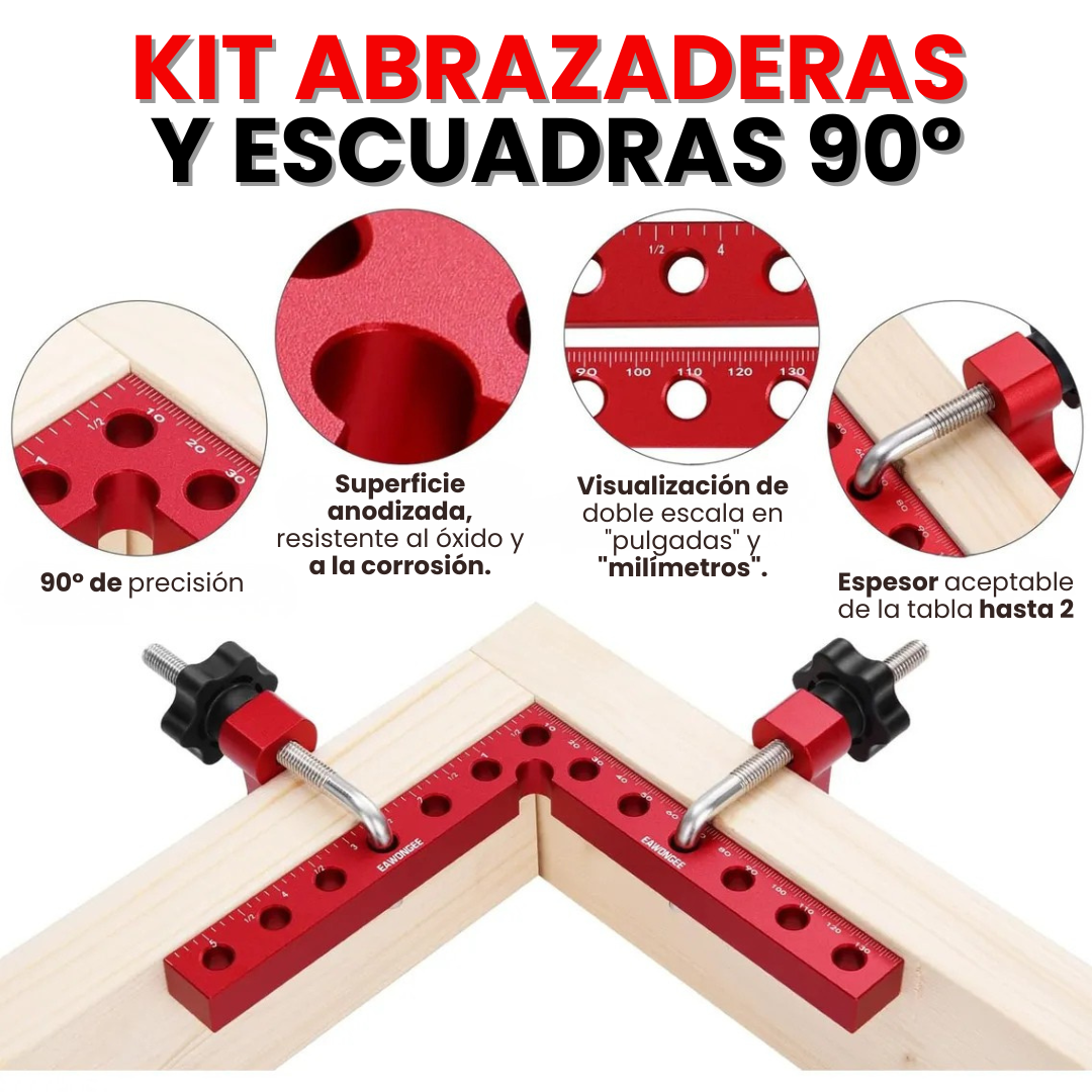 KIT DE POSICIONAMIENTO 90° : Abrazadera de ángulo recto para carpintería🪚🧰