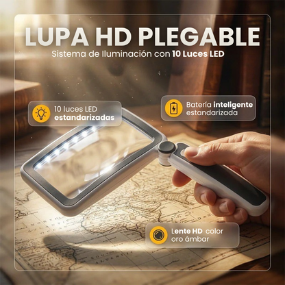 LUPA HD PLEGABLE + Sistema de Iluminación con 10 Luces LED🔍
