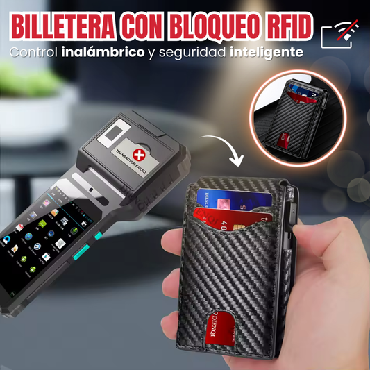 BILLETERA CON BLOQUEO RFID: Diseño minimalista en color negro y tarjetero de seguridad💸🧔🏻‍♂️