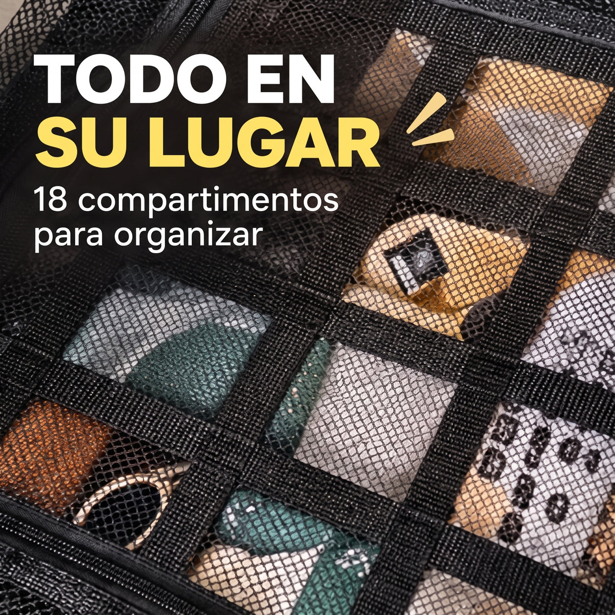 Red de Techo Colgante para Auto con 18 Compartimentos 🚗🎒