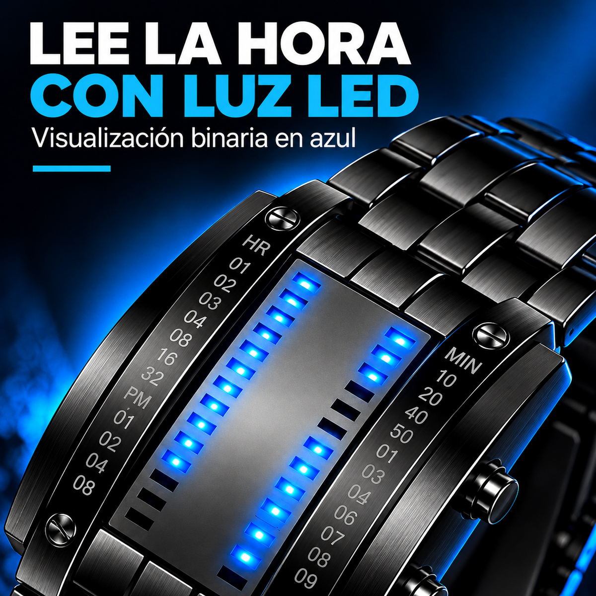 CyberMatrix™ Reloj Digital LED Binario de Acero Inoxidable⌚⚡