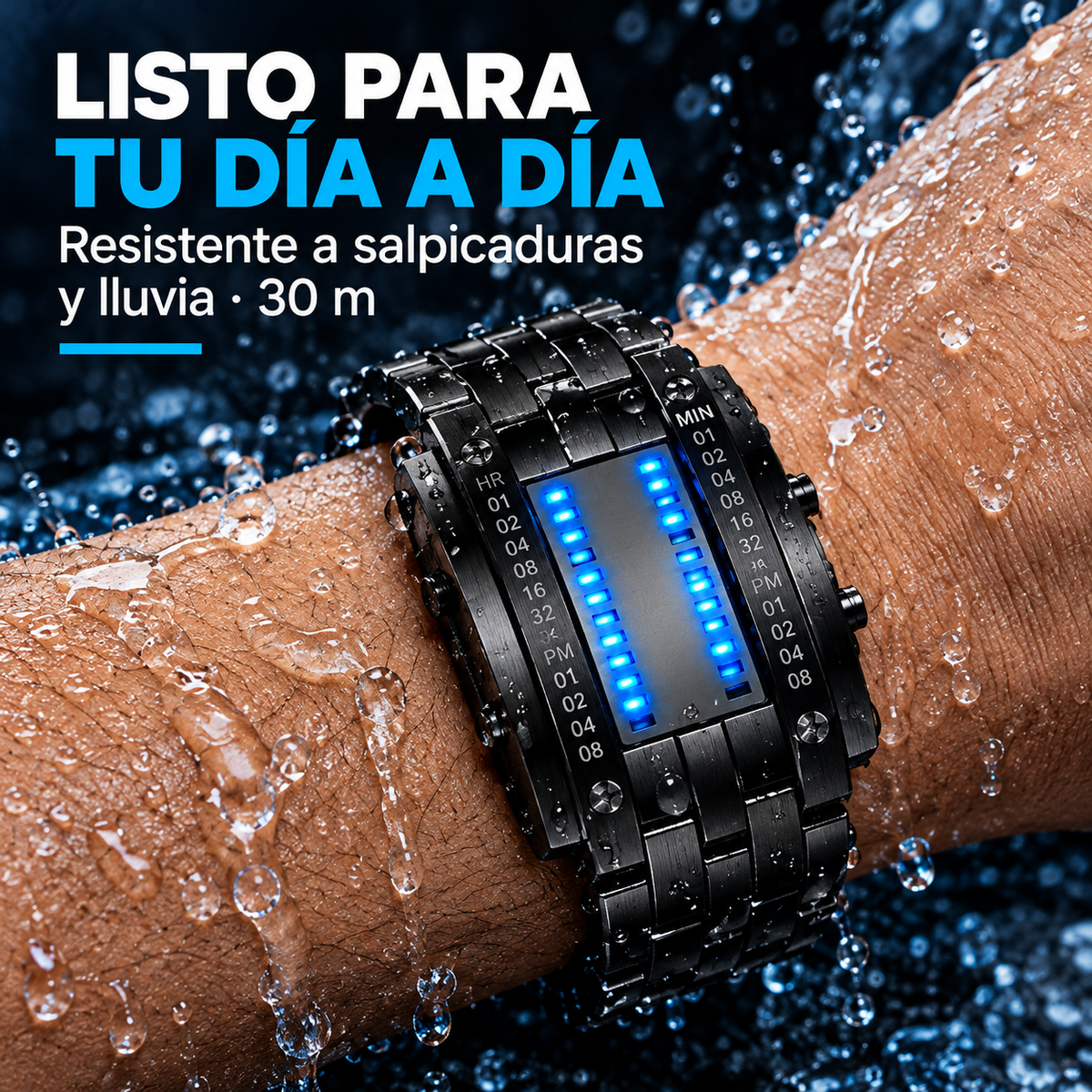 CyberMatrix™ Reloj Digital LED Binario de Acero Inoxidable⌚⚡