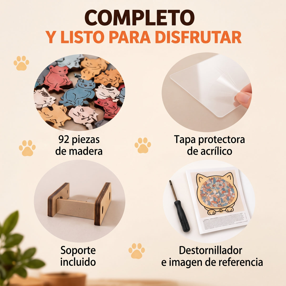 Rompecabezas de Madera de 92 Piezas en Forma de Gato (Colores Morandi) 🐱🎨