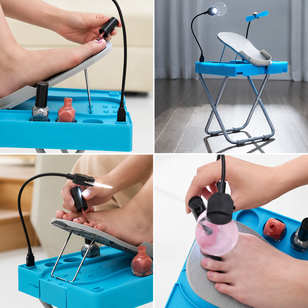 Soporte de manicura Ergonómico Iluminado con Ventilador y Pedal Ajustable💅🏻👣