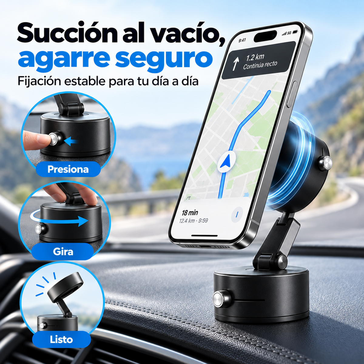 Soporte Magnético de Succión al Vacío para Celular🧲📱