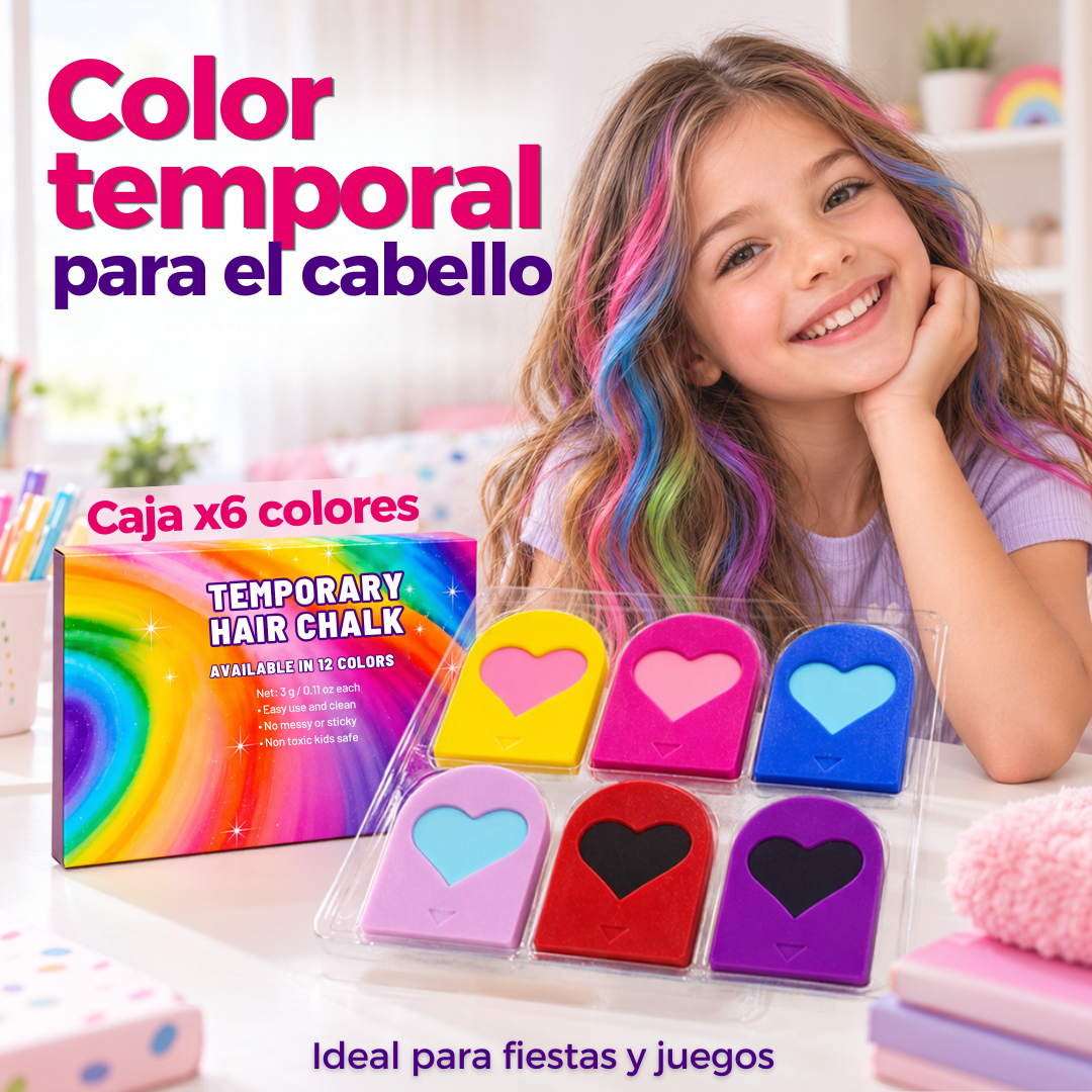 🌈 Rose® ColorPop: Set de Tizas de Color Temporal para el Cabello💖