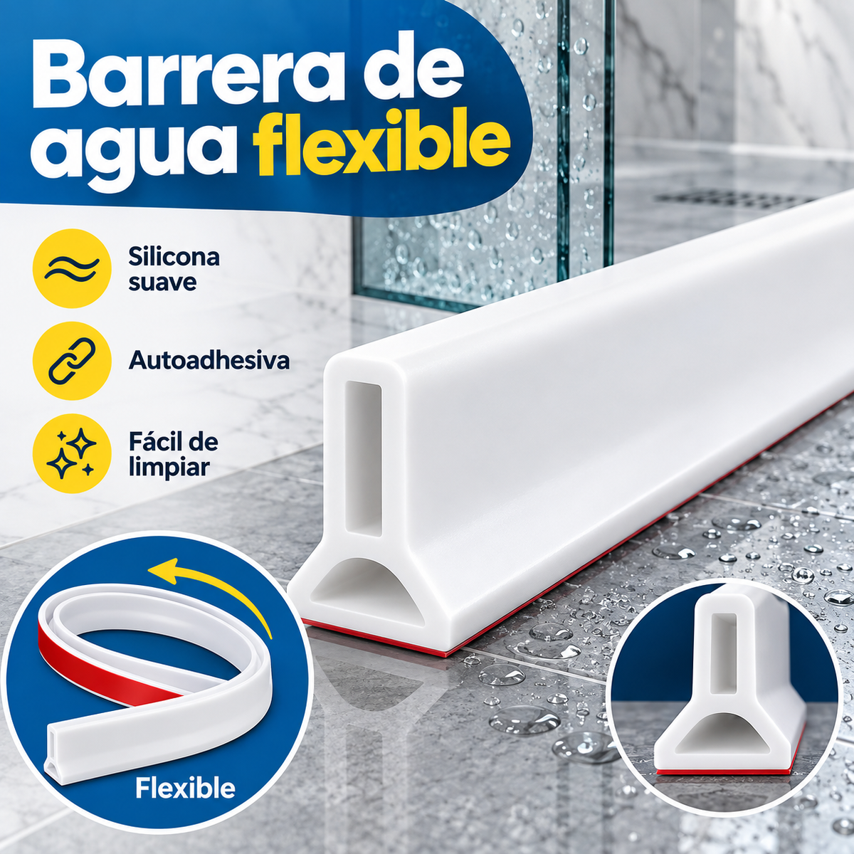 🚿Tira de Barrera de Silicona para Baño y Cocina💧