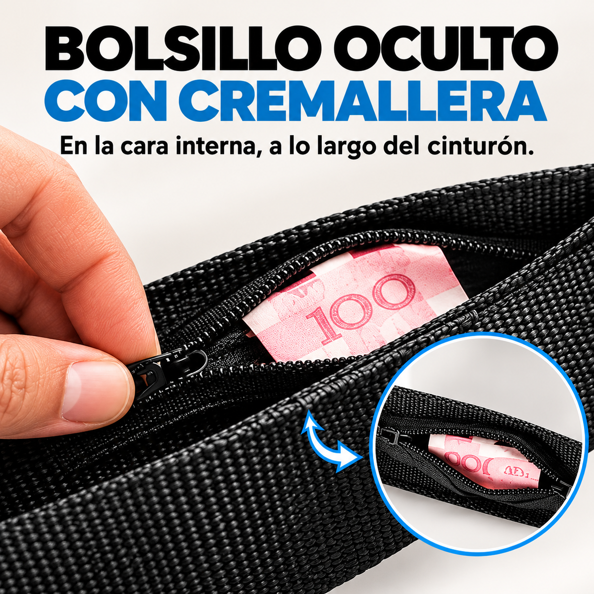 Cinturón Antirrobo con Bolsillo Secreto 🛡️✈️💵