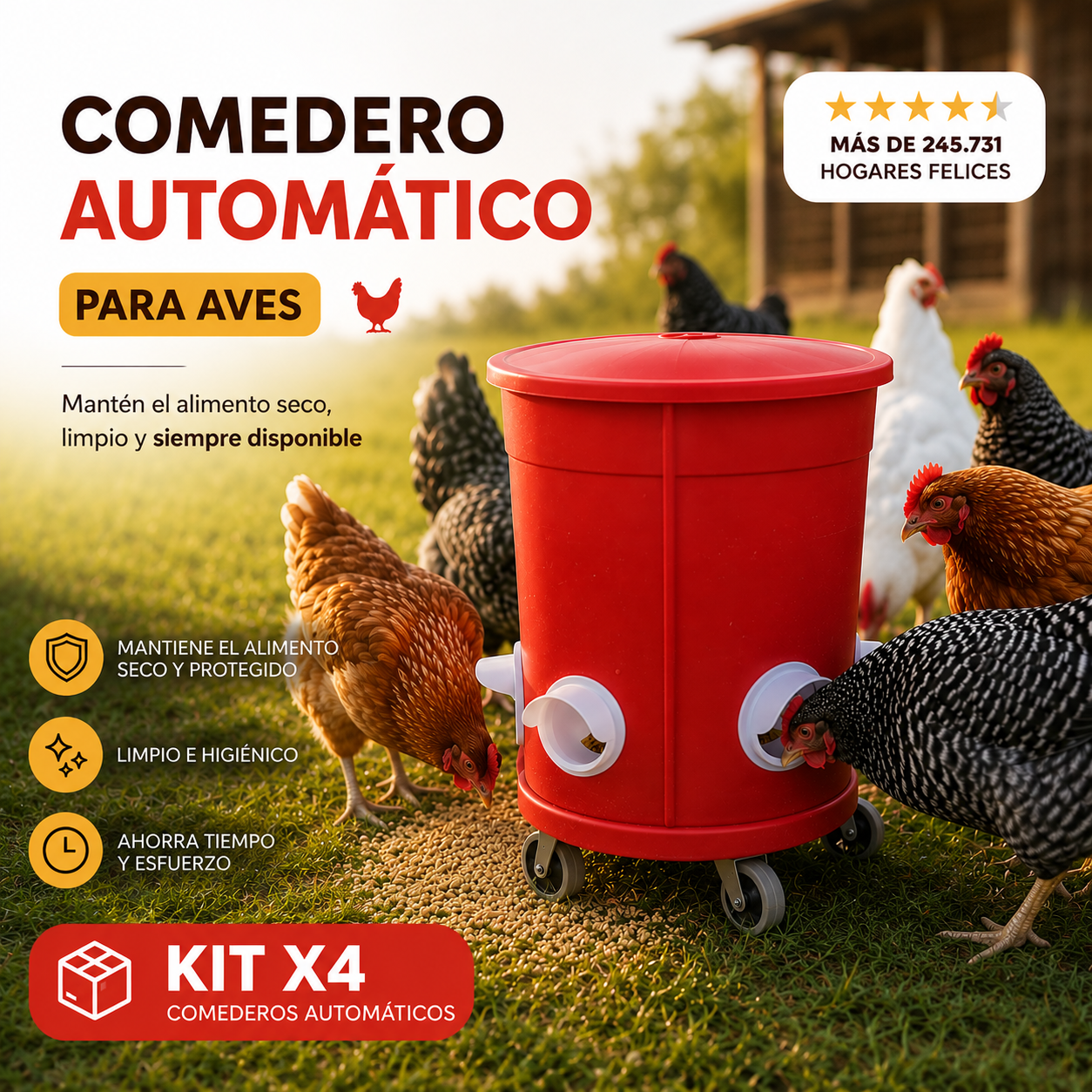 Kit x4 Comederos Automáticos para Aves 🪣