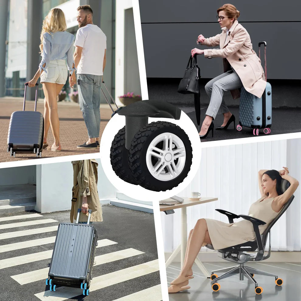 SilenceWheel™ – Kit Protector de Ruedas para Maletas (8 Unidades + 8 gratis)