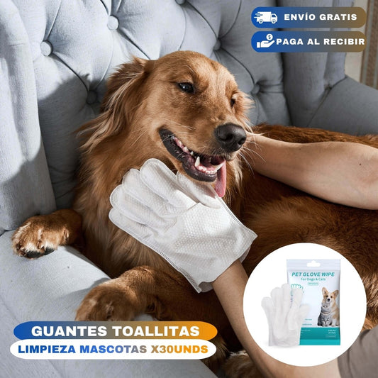 TOALLITAS GUANTES DE LIMPIEZA NUTRITIVAS PARA MASCOTAS (30 unds)