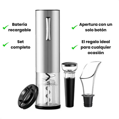 SET DE LUJO DESTAPADOR DE VINOS RECARGABLE