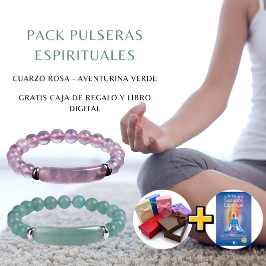 Pack 2 Pulseras Piedras Espirituales Curativas (Gratis libro digital)