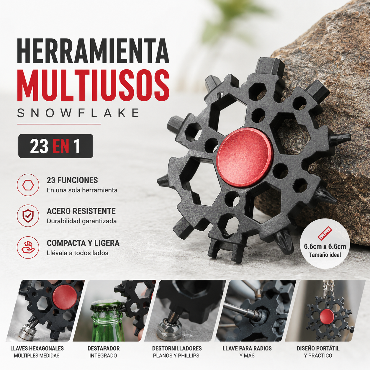 Snowflake Multi-Tool 23-en-1 | Ingeniería de Bolsillo en Acero Reforzado🧰🗜️