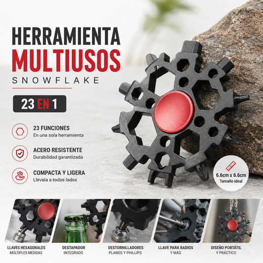 Snowflake Multi-Tool 23-en-1 | Ingeniería de Bolsillo en Acero Reforzado🧰🗜️