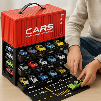 Speed Wheels™ Set de 48 carros de carreras con pista y caja de almacenamiento