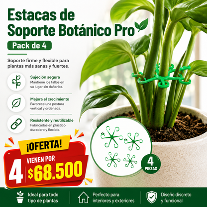 Estacas de Soporte Botánico Pro | Pack de 4 Guías para Tallos☘️🌱