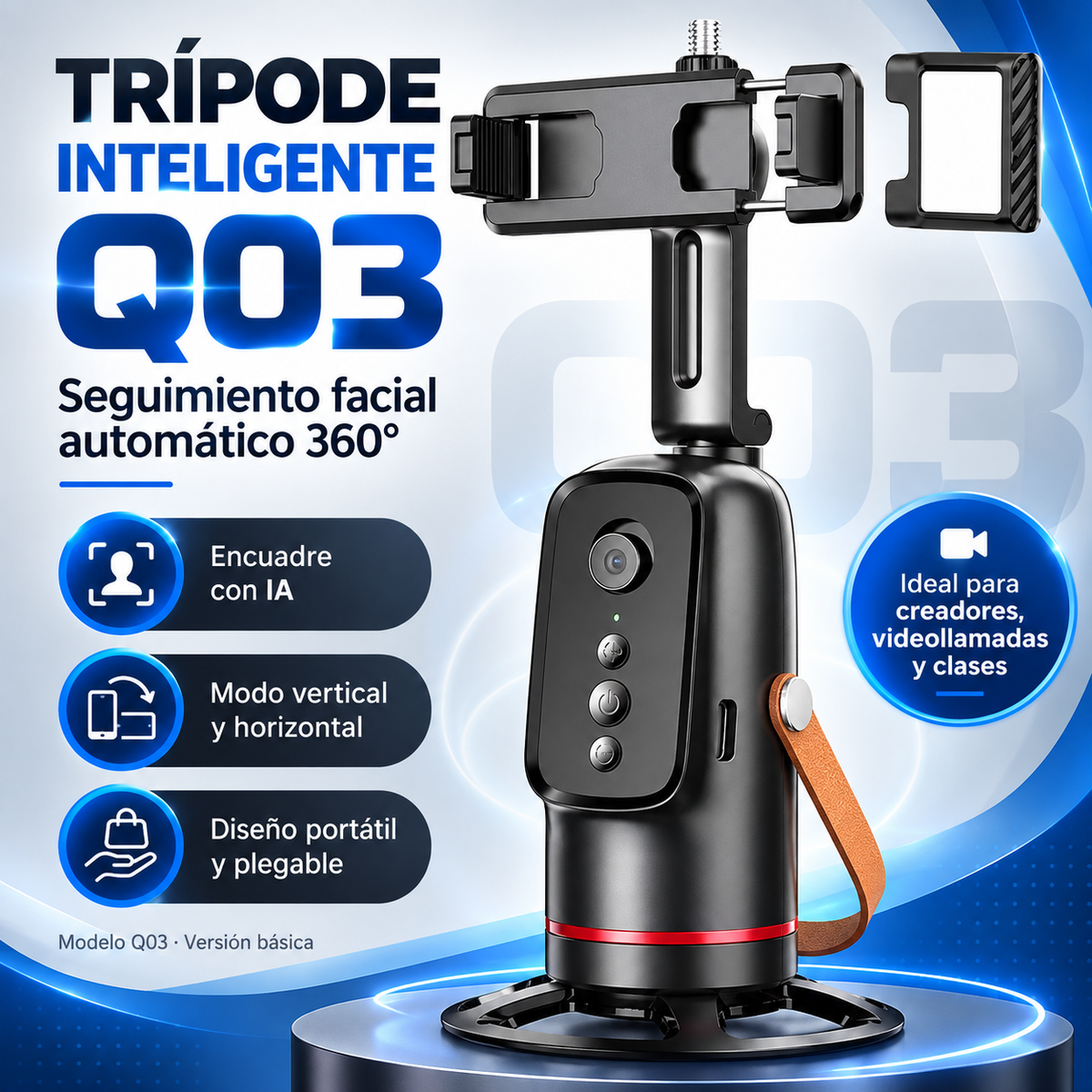 Trípode Inteligente con Seguimiento Facial Automático 360° 📸🤖