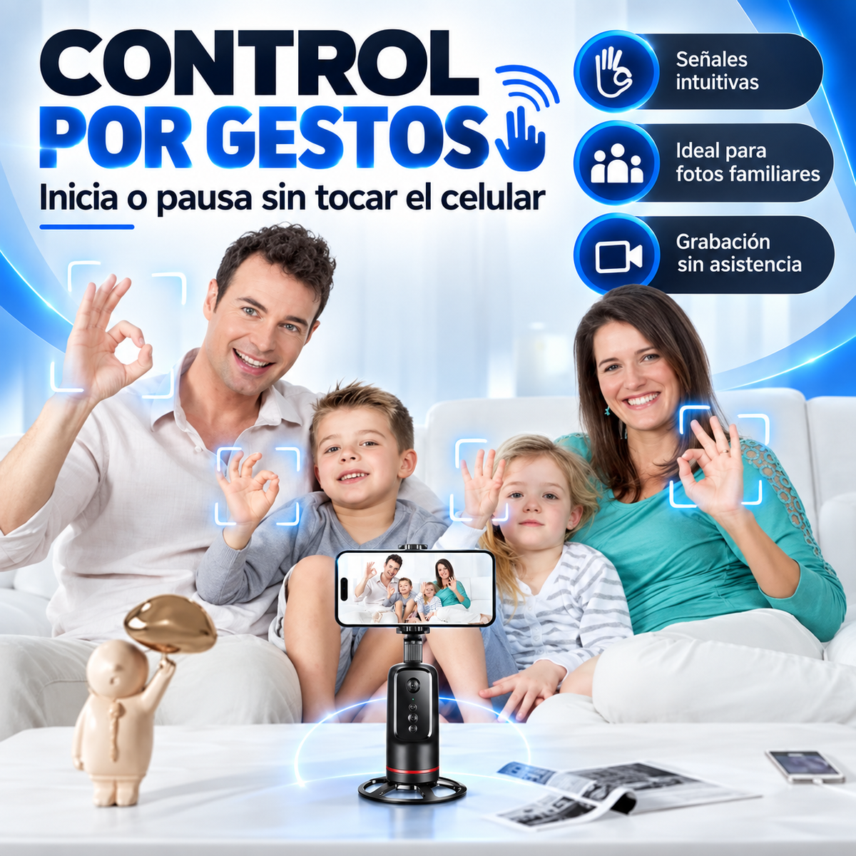 Trípode Inteligente con Seguimiento Facial Automático 360° 📸🤖