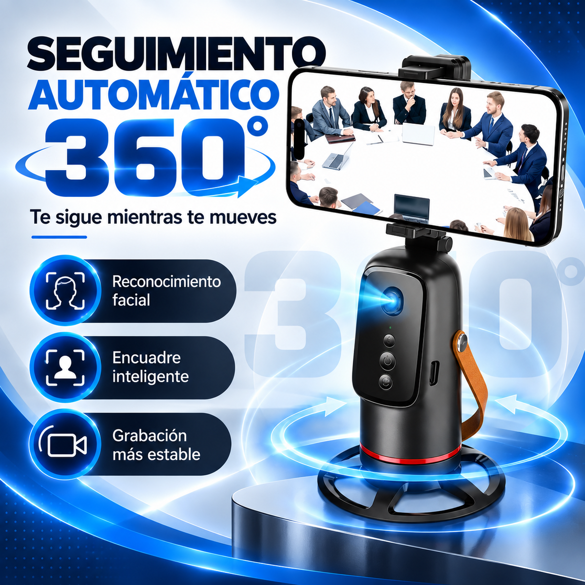 Trípode Inteligente con Seguimiento Facial Automático 360° 📸🤖